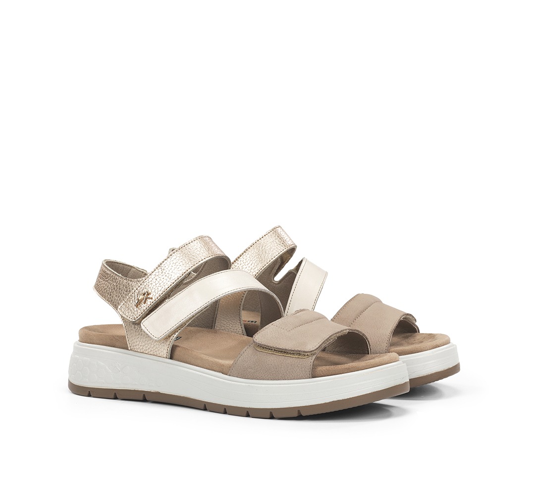 FLUCHOS F2165 Sandalia de Mujer de Color Taupe