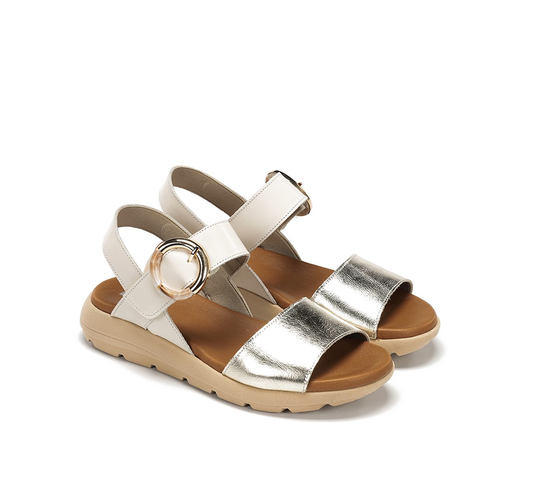 FLUCHOS D9523 Sandalia de Mujer Platino